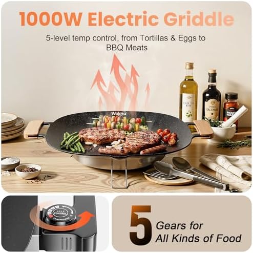 Smokeless Electric BBQ Grill, Wood Handles, Adjustable Temp - Image 3
