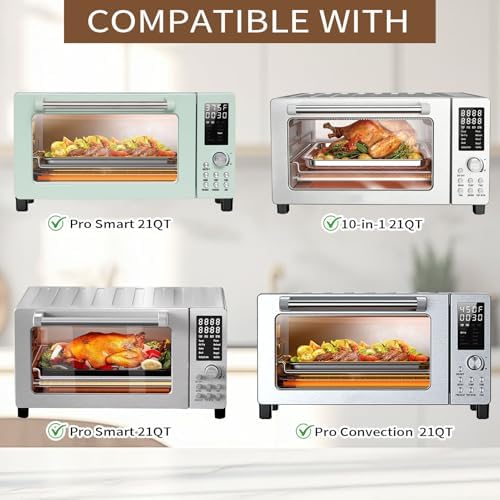 4 IN 1 Set Baking Pan Basket Crumb Tray Cooling Rack for Nuwave Bravo Pro 21 Qt Smart Air Fryer Convection Toaster Oven, Air Fryer Grill Pan Plate Crisper Plate Accessories Replacement Parts - Image 3