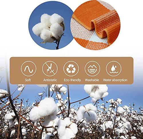 MUBIN Fall Decor Cotton Buffalo Plaid Rug, 4' x 6' Orange White Outdoor Rug Decorative Mat, Washable Large Halloween Doormat Foldable Area Rug for Outdoor Patio Indoor Living Room Dining Room Kitchen - Image 6