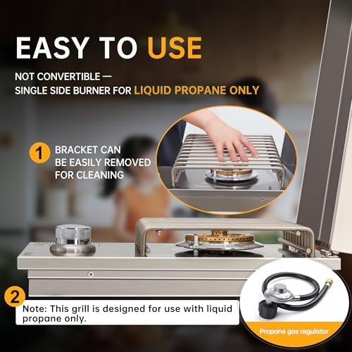 Built-in Side Burner for Outdoor Kitchen, Propane & Natural Gas, 304 SS - Image 6