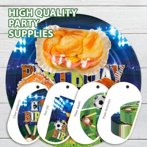 250Pcs Sports Birthday Plates for Boys Birthday Party Supplies Serves 50 - Image 3