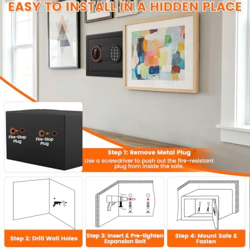 0.5Cub Mini Fireproof Safe, [0.5H 1700°F Protection] 14.8Lbs Heavy Safe Box - Image 6