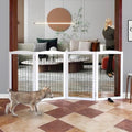 ZJSF Freestanding Dog Fence Indoor, Foldable Dog Gate for Doorways, Stairs or Hallways, Sturdy Wood Extra Wide Pet Gate with Support Feet for The House, White, 32 "Height-4 Panels by ZJSF