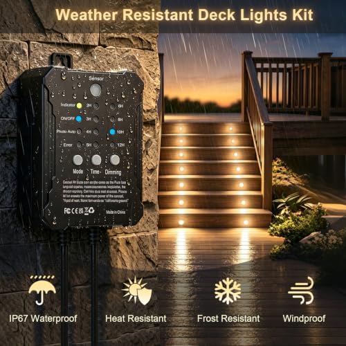 Dimmable LED Deck Lights with Timer and Photocell Sensor, 20 Pack 32mm Recessed Deck Lights Kit, IP67 Waterproof Outdoor Low Voltage Deck Lighting for Step, Stair, Garden, Yard, Patio, Floor - Image 3