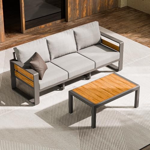 ZANDOR Aluminum Outdoor Patio Furniture-3-Seat with Table,Dark Gray by ZANDOR%7CGoodtimesstartoutside