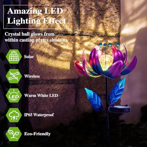 Outdoor Garden Decor Solar Spinners Lights - Metal Wind Spinner Solar Lights for Yard, Patio, Garden Lawn Oranments - Image 2