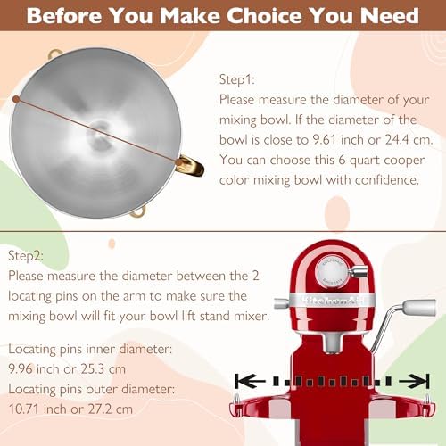 Copper Color 6 Qt Stainless Steel Mixer Bowl for Kitchenaid Bowl-Lift Mixer - Image 6