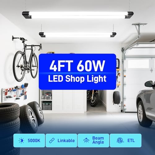 hykolity 4FT 60W LED Shop Light,6500LM[450W Equivalent] 5000K Daylight - Image 2
