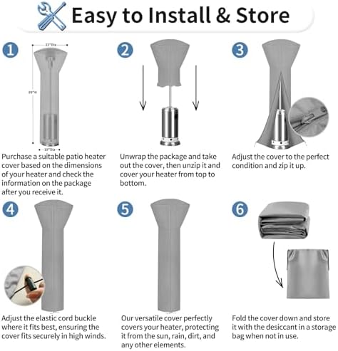 OutdoorLines Waterproof Patio Heater Covers with Zipper and Storage Bag, - Image 6
