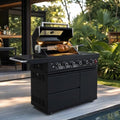 46" SS304 Gas Outdoor Kitchen Island, 6-Burner 75300 BTU Grill, Black by Dvasovio