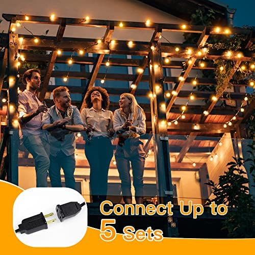 Ollny 150FT Outdoor String Lights, Waterproof Connectable Shatterproof Outside Light with 75 Edison + 4 Spare LED Bulbs Plug in, Patio Lights for Indoor Balcony Porch Camping Deck - Image 5
