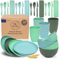 FOODLE Wheat Straw Dinnerware Set - RV, Camping, Picnic Plates Cups & Bowls by FOODLE