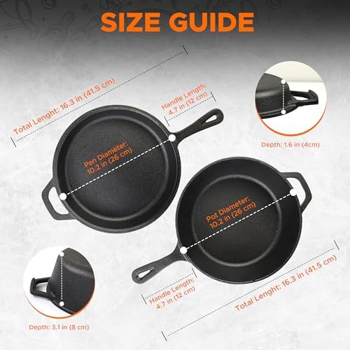 KICHLY Combo Cooker Cast Iron Dutch Oven 3.2QT with Lid 2 in1 Pre-Seasoned - Image 2