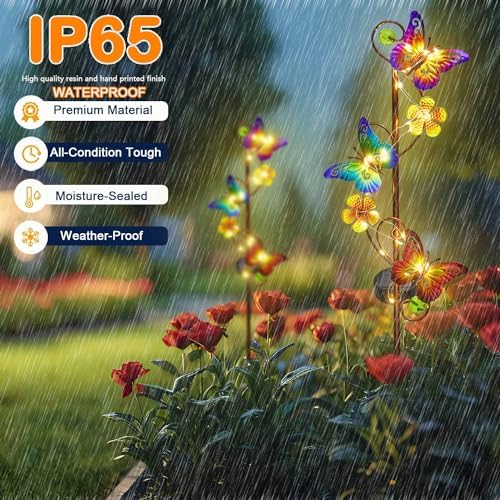 NAN ZAI NAN FANG Butterfly Solar Stake Lights, Waterproof, for Outdoor Decor, Garden,Lawn,Patio or Courtyard, 2 Pack - Image 3