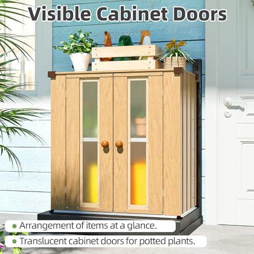 AECOJOY Outdoor Storage Cabinet Waterproof with Floor & Adjustable Shelves - Image 3