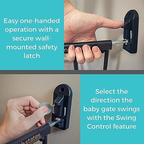 Toddleroo Easy Swing & Lock Baby Gate for Top of Stairs: 31" Tall, Bronze - Image 3