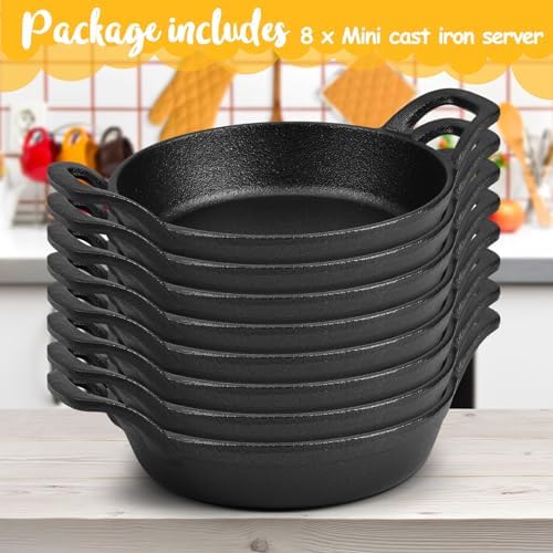 Ziliny 8 Pack Mini Cast Iron Skillets 6.3 x 6.3 x 1.5 Inch Pan Ramekin Set - Image 3