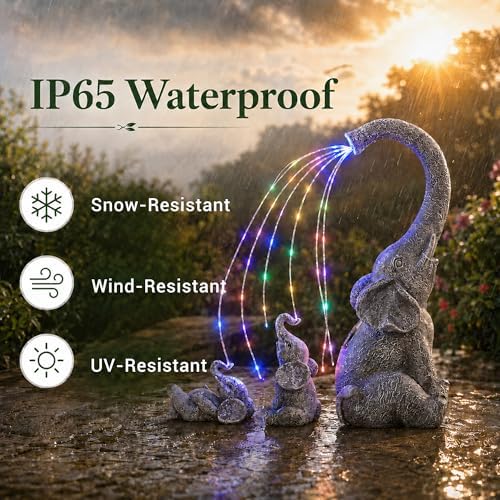 Qeeman Solar Elephant for Garden Decor: Weatherproof Resin Statues - Image 6