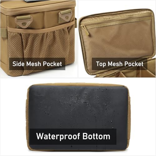 Tactical Camping Storage Bag 18L Utility Tote Bag Camp Kitchen and Trunk Organizer (Khaki) - Image 4