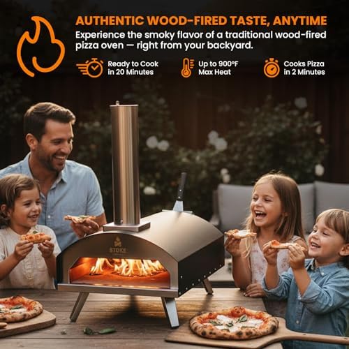 Stoke 13-Inch Wood Pizza Oven With Gas Burner, Peel, Rain Cover, and Cutter Included for Backyard, Camping, or Tailgating - Image 2