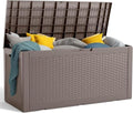 PatioZen 120 Gallon Outdoor Deck Box,Waterproof Resin Outdoor Storage Boxes, Outside Storage Lockable Container for Garden Tools,Indooor Cushions,Accessories (Grey) by OutdoorLivingPerfected