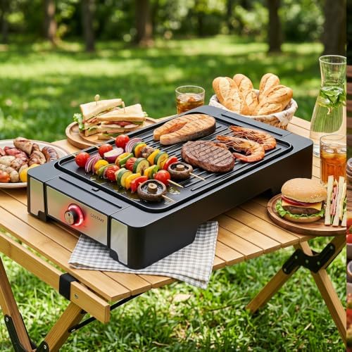 COSTWAY 2-in-1 Electric Grill Griddle, 21" Nonstick Teppanyaki Grill, 2300W - Image 3