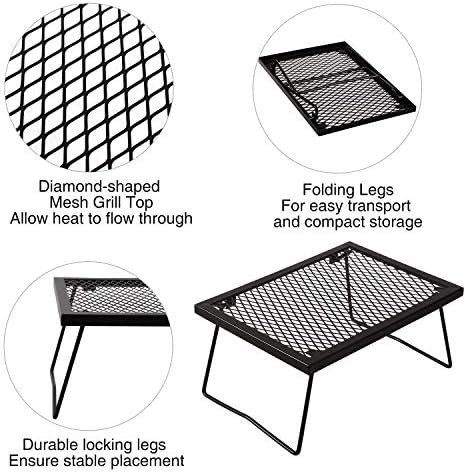 REDCAMP Folding Campfire Grill Heavy Duty Steel Grate, Portable Camp Fire Cooking Racks for Over Fire Pit - Image 4