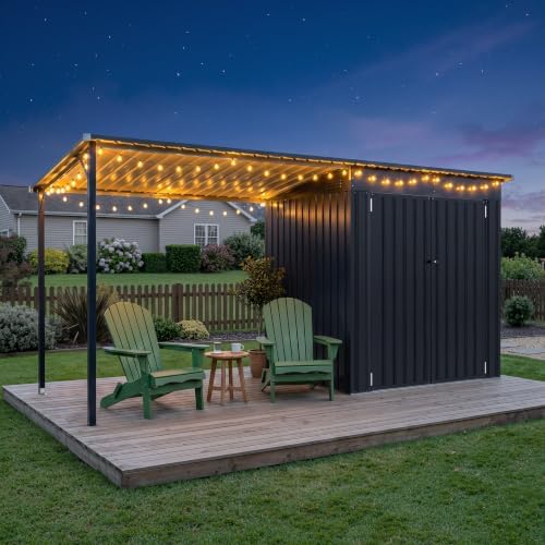 Polar Aurora 12×4 FT Outdoor Storage Metal Shed & Hardtop Gazebo Combo - Image 7