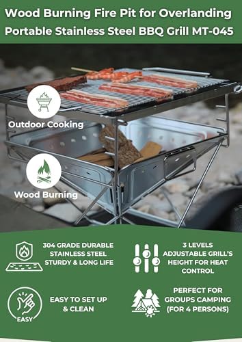CAMPINGMOON Large Portable Fire Pit Grill Wood Burning MT-045 - Image 2