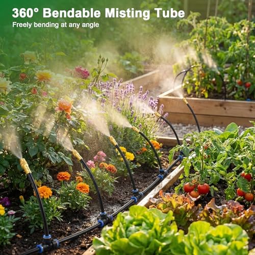Drip Irrigation System, 2026-Upgrade 50Ft 1/4" Garden Watering System with 12 Pcs 360° Adjustable Copper Nozzles, DIY Kit for Garden, Lawn, Greenhouse, Raised Beds & Outdoor Plants - Image 6