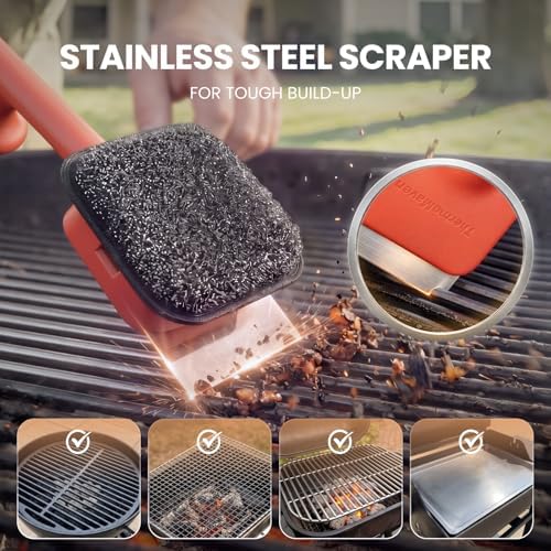 ThermoMaven Bristle-Free Grill Brush with Scraper and 5 Replacement Heads - Image 4