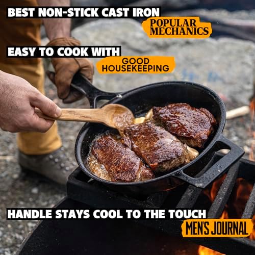 Stargazer 10.5-Inch Cast Iron Skillet | Made in USA, Seasoned, Premium Frying Pan for Grilling, Searing, Baking & More – Durable Cast Iron with Smooth Cooking Surface - Image 4