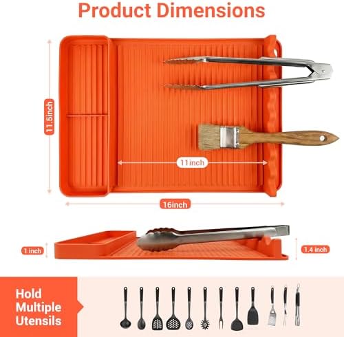 Silicone Grill Mat for Blackstone Griddles 2 Pack, Orange - Image 2
