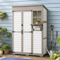 Large Outdoor Storage Cabinet with 3 Shelves, Weatherproof Shed for Outside by PETSCOSSET