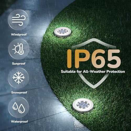 INCX Solar Lights Outdoor Waterproof, Cold White, 8 Pack Ground Lights - Image 3