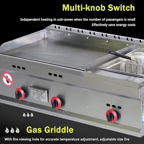 Commercial Stainless Steel Heavy Duty Outdoor Griddle,Countertop Flat Top Teppanyaki Fry Pan,with Adjustable Temperature, Lpg Gas Grill,for Medium to High Volumes,710 - Image 4