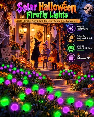 OZS 6Pack 48LED Solar Firefly Halloween Lights Outdoor for Party Decor - Image 6