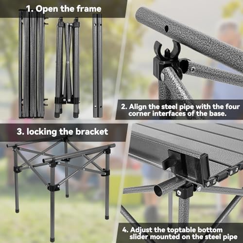 Opliy Portable Folding Camping Table for 2-4 Persons Aluminum Collapsible Table Lightweight with Carry Bag for Camping, Hiking, Picnics, BBQ, Beach Trips & Tailgating - Image 5
