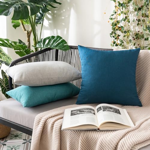MIULEE Decorative Outdoor Pillow Covers Waterproof 12x12 Blue - Image 4