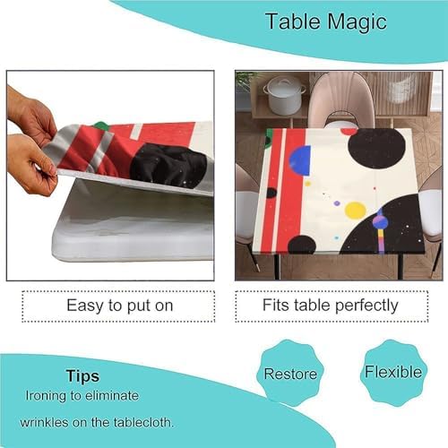 Stall Tablecloth, Modern Minimalism Pattern Printed on Stain Resistant Table Top Cover, Use for Kitchen Balcony Cafe Dining, Fit for 54" x 54" Square Tables - Image 3
