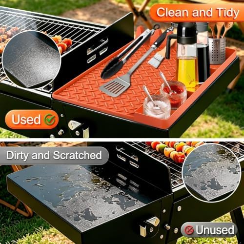 Silicone Grill Mat for Blackstone Griddle Accessories,16x11.5 Inch BBQ Griddle Mat with Drip Pad,Thickened Heat Resistant Side Mats for Outdoor Kitchen,Gifts for Men (Orange) - Image 6