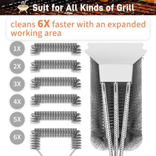 Grill Brush and Scraper-18 Adjustable Handle Safe BBQ Grill Brush for Outdoor Grill-Deep BBQ Clearning Brush wih Bottle Operner Extra Strong Grill Cleaner Accessories for Gas/Charcoal Grilling Grates - Image 5