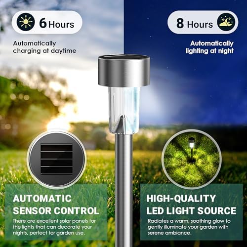 GIGALUMI Outdoor Waterproof Solar Garden Lights, 12 Pack Cold White - Image 5