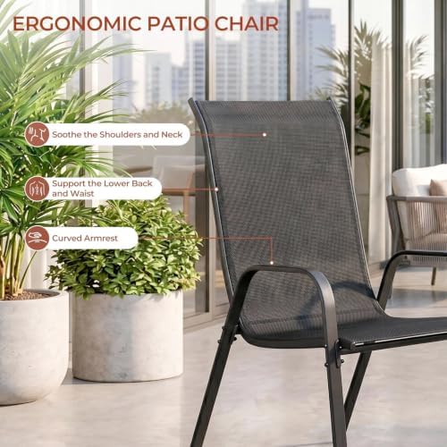 TLSUNNY 5 Pieces Patio Dining Set for 4, Glass Table and Textilene Chair - Image 4