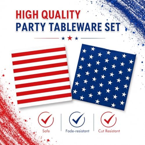 40PCS 4th of July Party Supplies, 250th Anniversary American Flag Patriotic Plates and Napkins, Disposable Fourth of July Paper Plates & Napkins for Veterans Day, Election Day & Independence Day Decor - Image 4