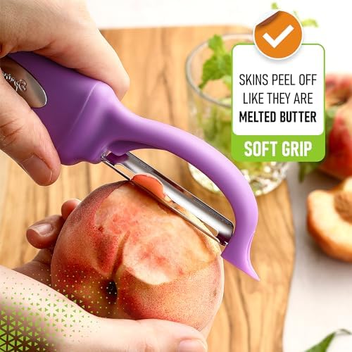 Spring Chef Swivel Vegetable Peeler for Kitchen w/Ergonomic Handle, Orchid - Image 6