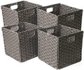 Foldable Synthetic Plastic Wicker Storage Basket with Iron Wire Frame By Blue Ridge Basket Company (Set of 4) by Blue+Ridge+Basket+Company