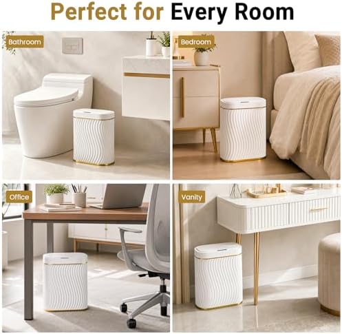 Bathroom Small Trash Can with Automatic Touchless Lid, 2.6 Gallon Smart Garbage Can Narrow Waterproof Trash Bin for Bedroom, Office, Living Room - Image 6