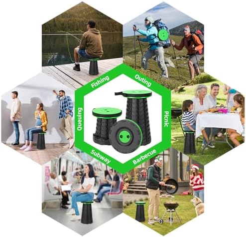 Qiguet Collapsible Stool, Folding Chair - Upgraded Portable Chair with Load Capacity 400lbs, Portable Stool for Camping Fishing Hiking - Folding Stool with Carrying Straps,Gifts for Fisherman (Green) - Image 6