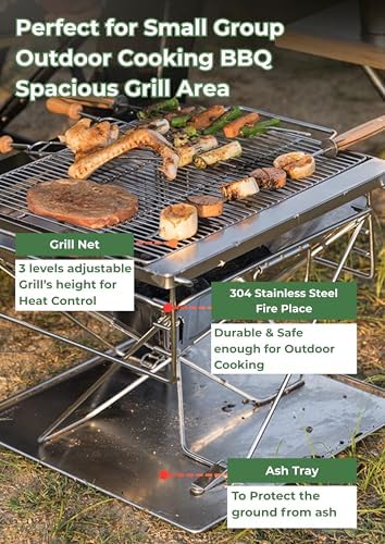 CAMPINGMOON Medium Portable Fire Pit Grill Wood Burning MT-035 - Image 3